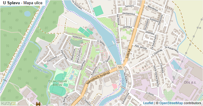 U Splavu - mapa ulice
