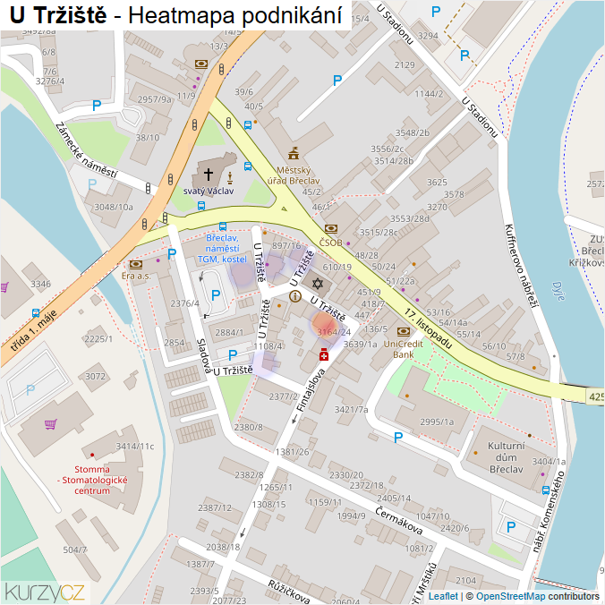 Mapa U Tržiště - Firmy v ulici.