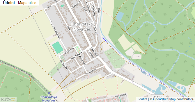 Údolní - mapa ulice
