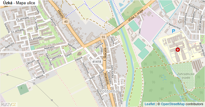 Úzká - mapa ulice