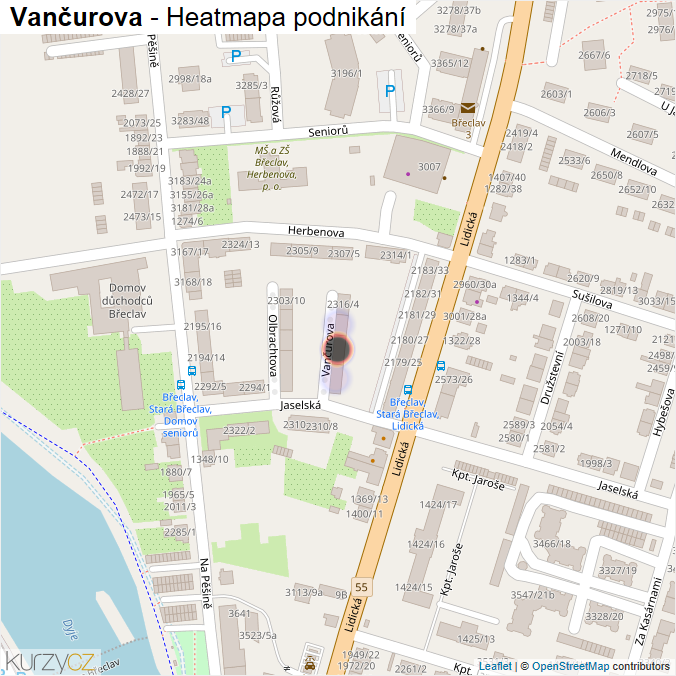 Mapa Vančurova - Firmy v ulici.