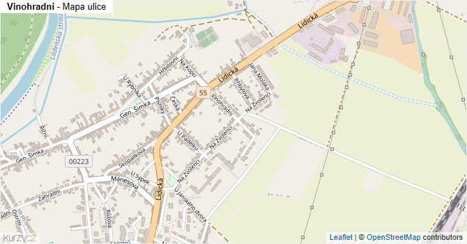 Vinohradní - mapa ulice