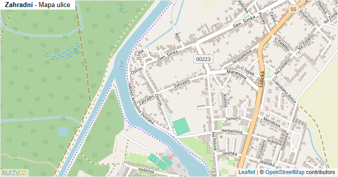 Zahradní - mapa ulice