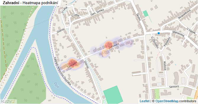 Zahradní - mapa podnikání