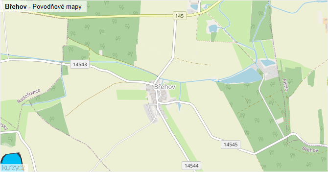 Břehov - záplavové mapy stoleté vody
