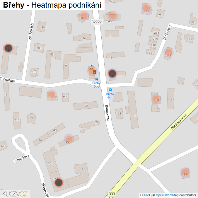 Mapa Břehy - Firmy v obci.