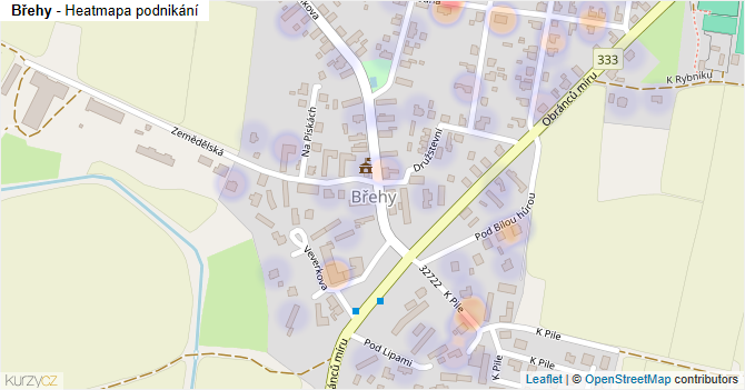 Břehy - mapa podnikání
