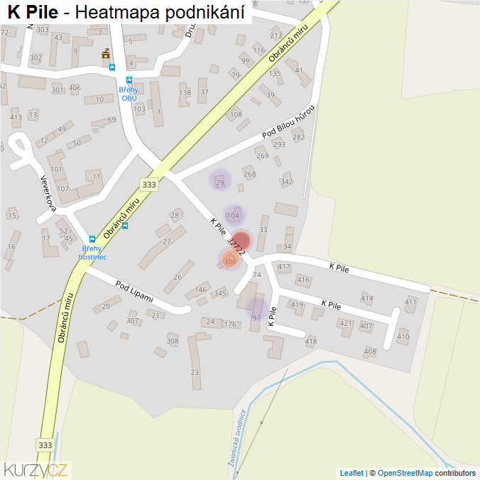 Mapa K Pile - Firmy v ulici.