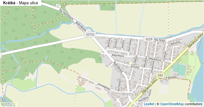 Krátká - mapa ulice