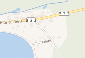 Lesní v obci Břehy - mapa ulice