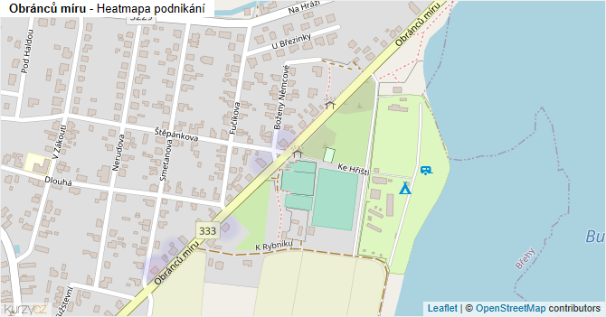 Obránců míru - mapa podnikání