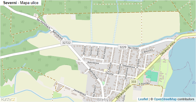 Severní - mapa ulice