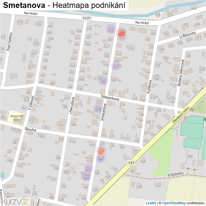 Mapa Smetanova - Firmy v ulici.