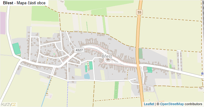 Břest - mapa části obce