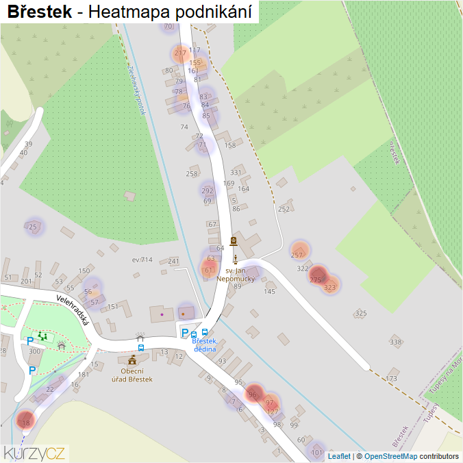 Mapa Břestek - Firmy v části obce.