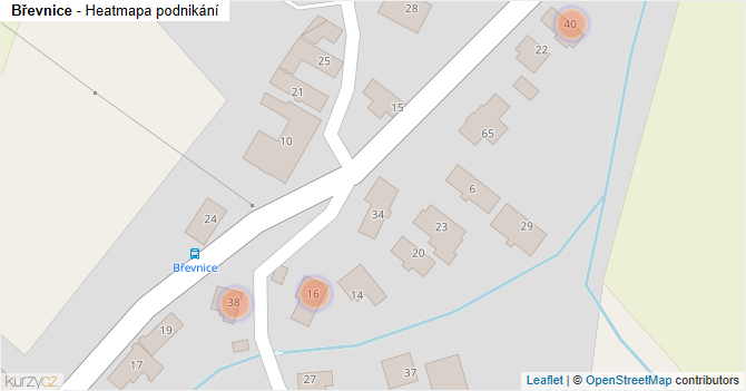 Břevnice - mapa podnikání