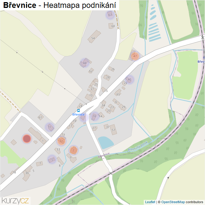 Mapa Břevnice - Firmy v části obce.