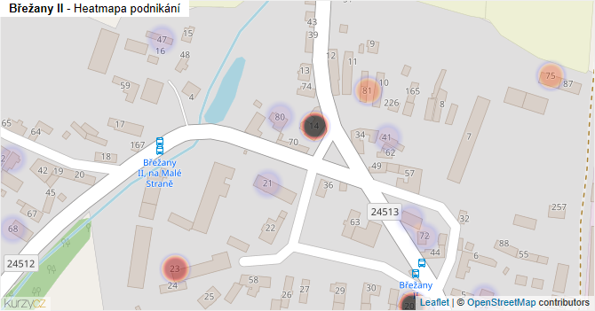 Břežany II - mapa podnikání