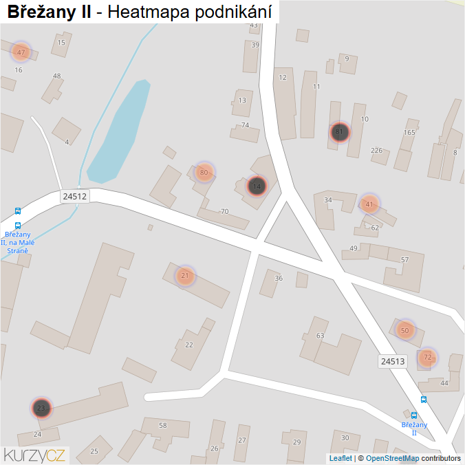 Mapa Břežany II - Firmy v obci.