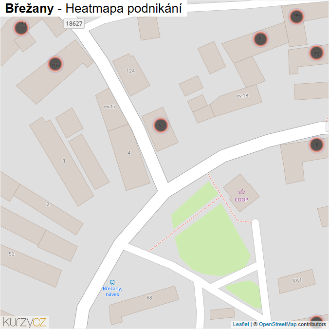 Mapa Břežany - Firmy v obci.