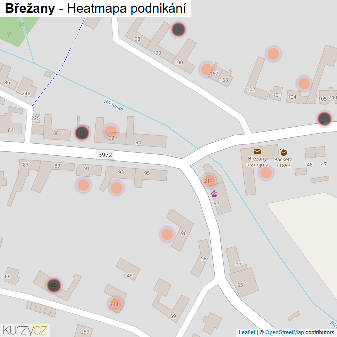 Mapa Břežany - Firmy v obci.