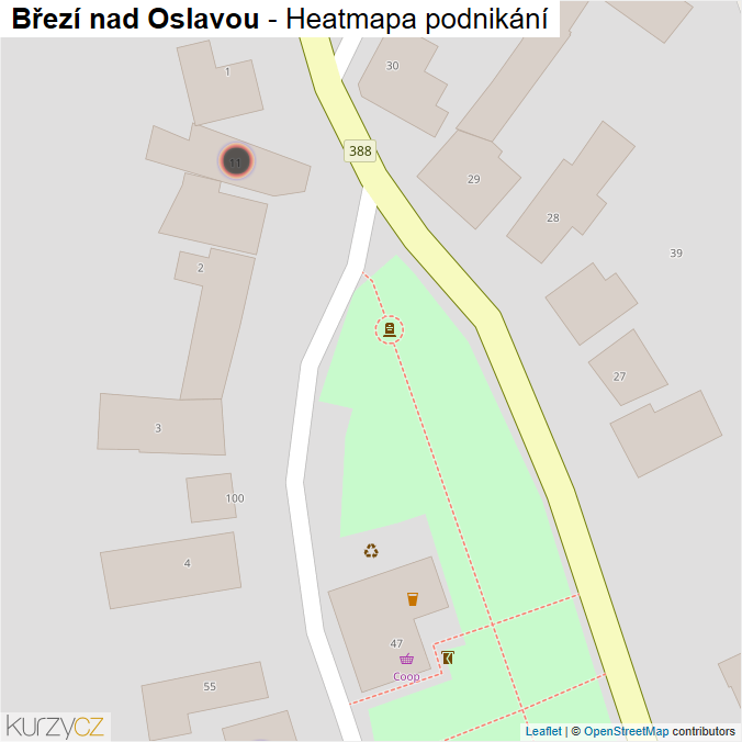 Mapa Březí nad Oslavou - Firmy v obci.