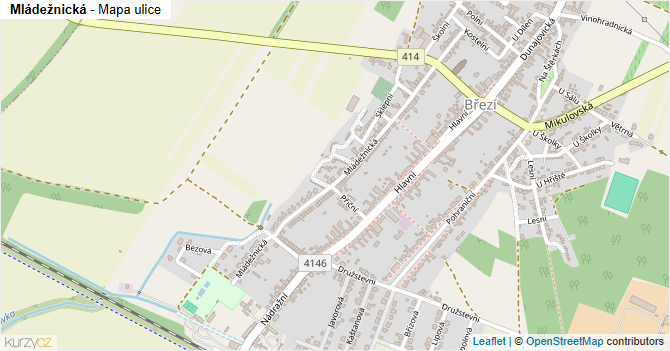 Mládežnická - mapa ulice
