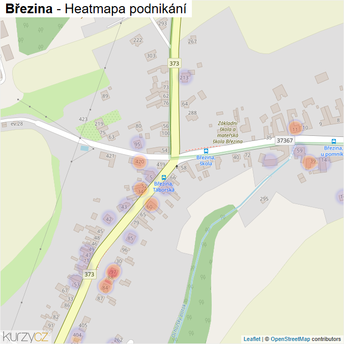 Mapa Březina - Firmy v části obce.