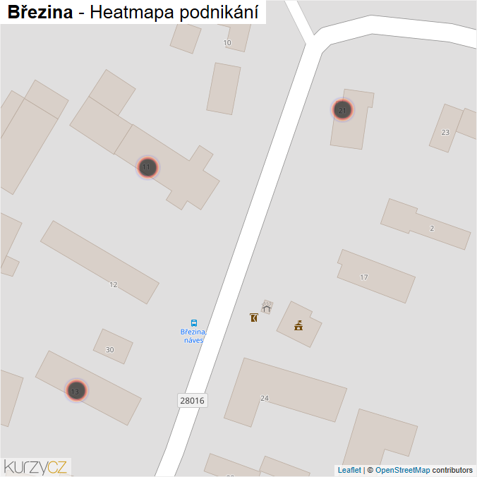 Mapa Březina - Firmy v obci.