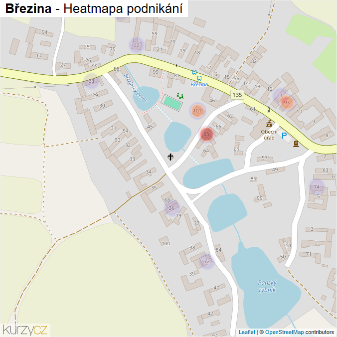 Mapa Březina - Firmy v části obce.