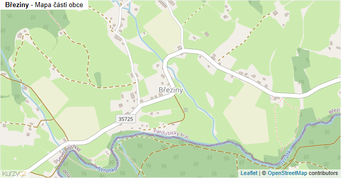 Březiny - mapa části obce