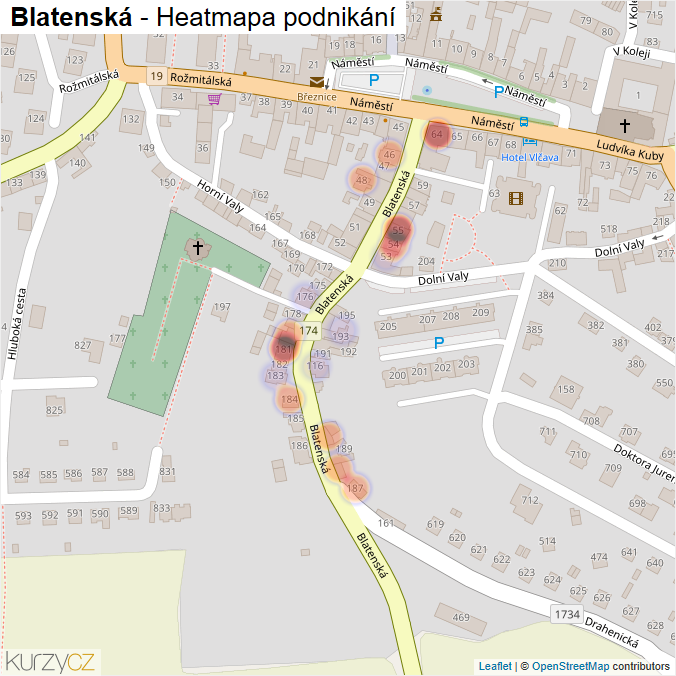 Mapa Blatenská - Firmy v ulici.