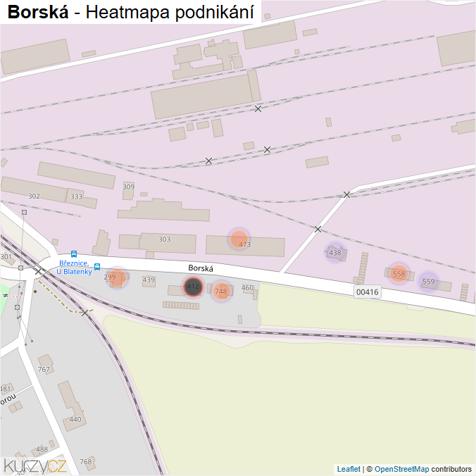 Mapa Borská - Firmy v ulici.