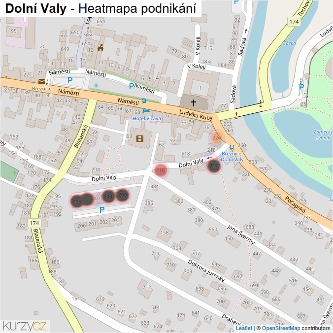 Mapa Dolní Valy - Firmy v ulici.