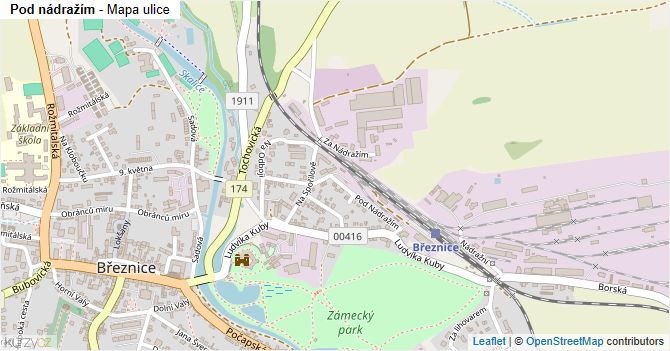 Pod nádražím - mapa ulice