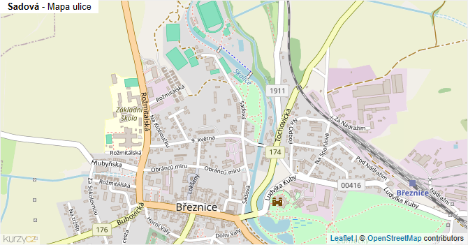 Sadová - mapa ulice