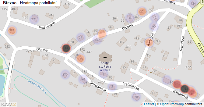 Březno - mapa podnikání