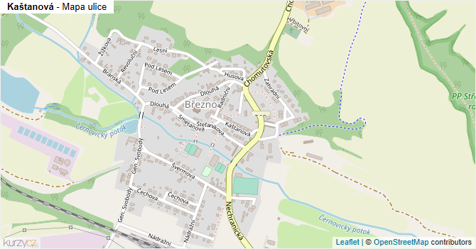 Kaštanová - mapa ulice
