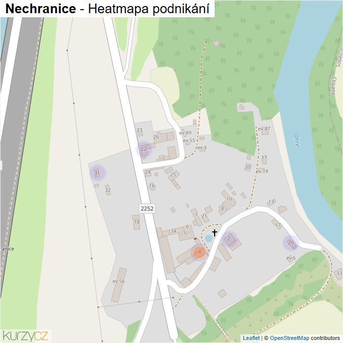 Mapa Nechranice - Firmy v části obce.