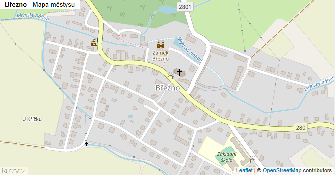 Březno - mapa městysu