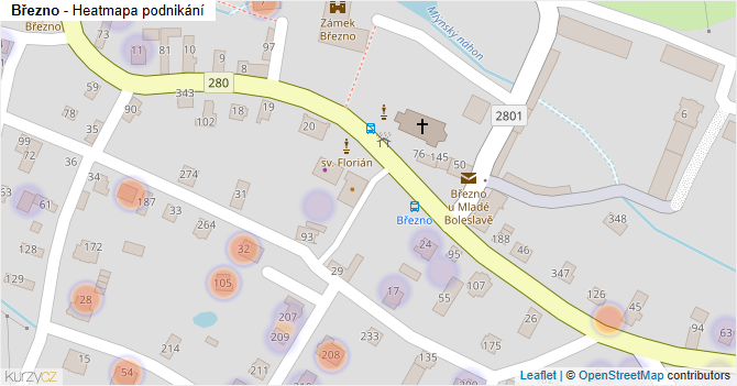 Březno - mapa podnikání