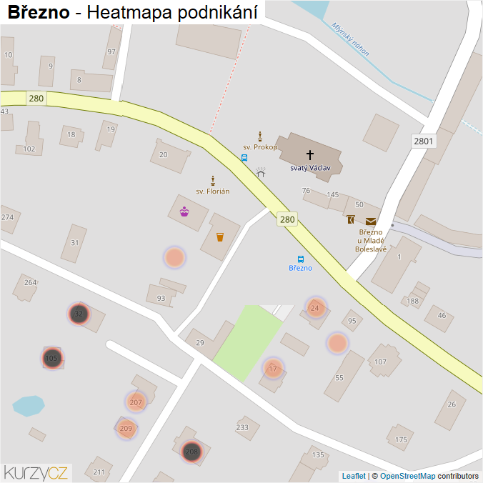 Mapa Březno - Firmy v obci.