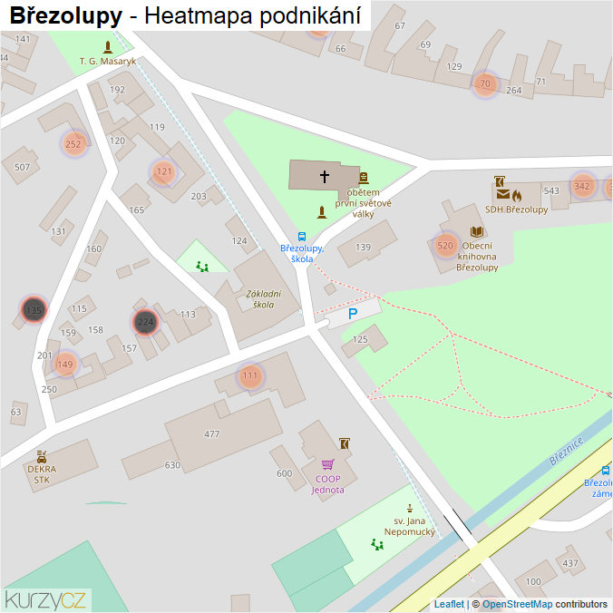 Mapa Březolupy - Firmy v obci.