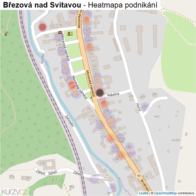 Mapa Březová nad Svitavou - Firmy v části obce.