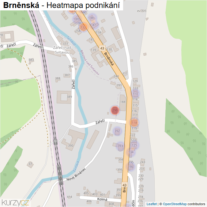 Mapa Brněnská - Firmy v ulici.
