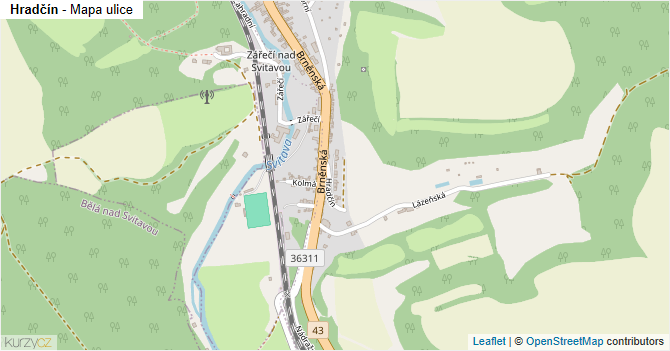 Hradčín - mapa ulice