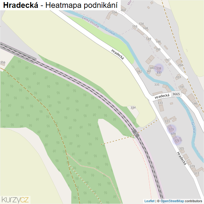 Mapa Hradecká - Firmy v ulici.