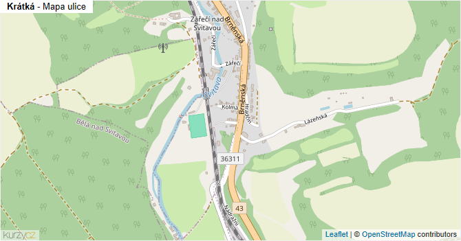 Krátká - mapa ulice