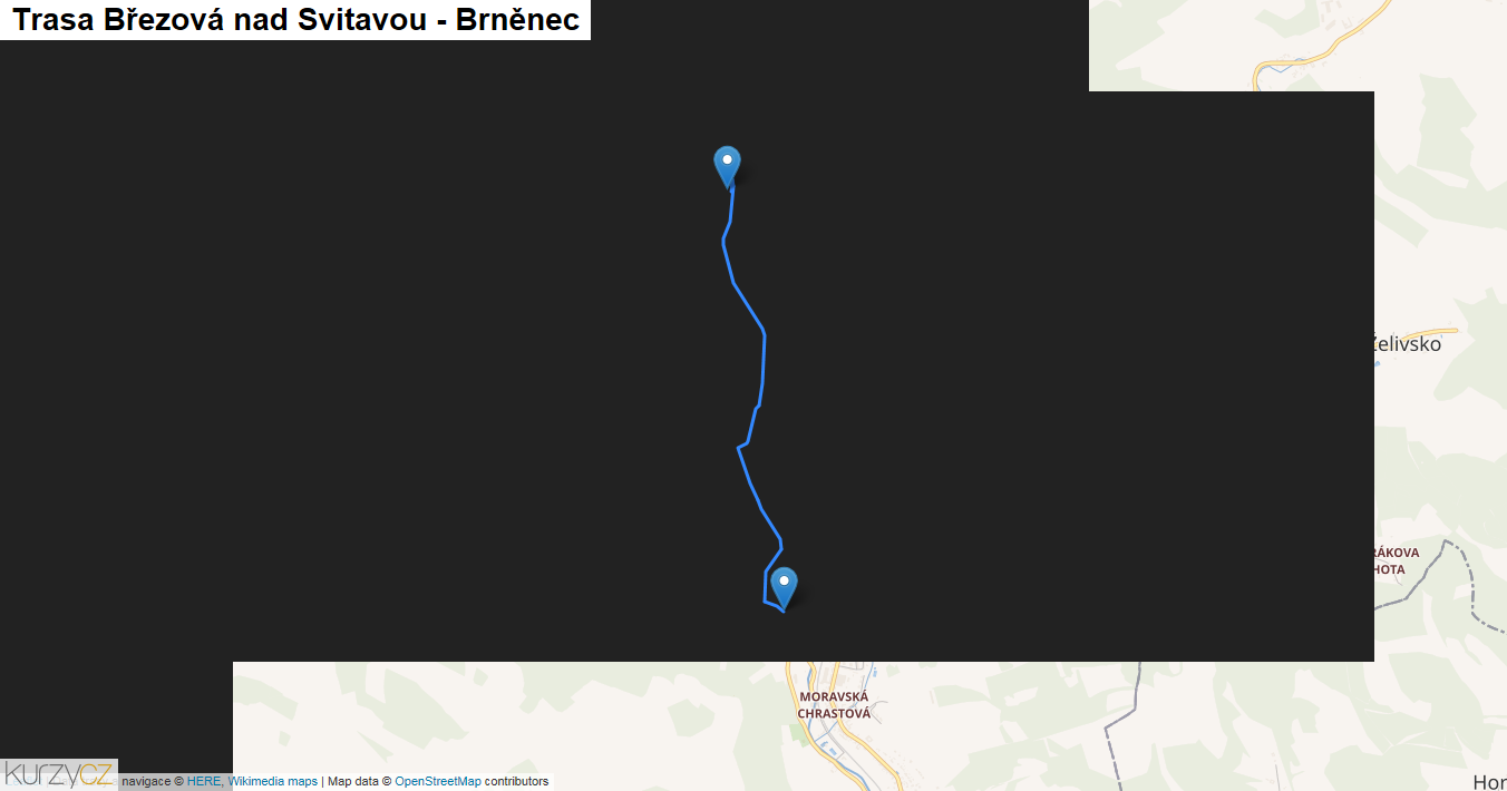 Březová nad Svitavou-Brněnec, mapa trasy