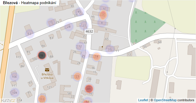 Březová - mapa podnikání